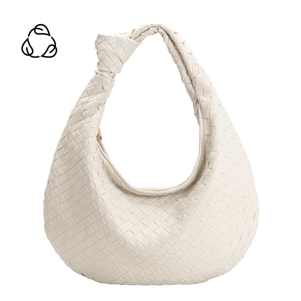 Bridget XL Knot Woven Hobo Bag in White, - shopdyi.com