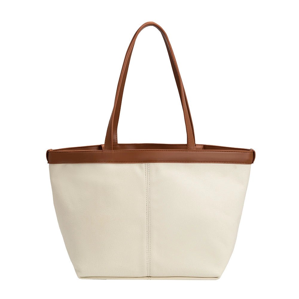 Canvas Tote with Brown Saddle Trim, - shopdyi.com