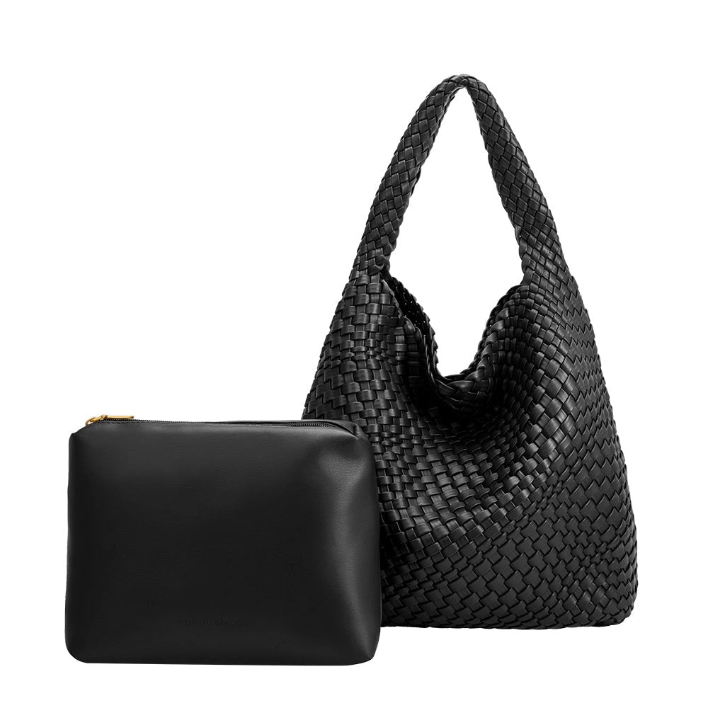 Leslie Black Braided Shoulder Bag, - shopdyi.com