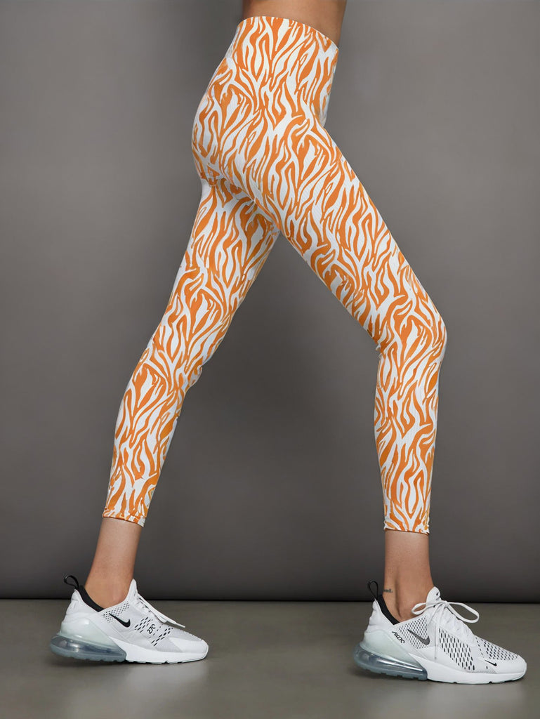 Ribbed Printed 7/8th Legging in Canteloupe Zebra- PreOrder Summer, - shopdyi.com