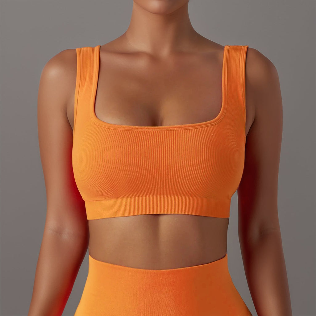DYI Spring Seamless Set- Bra and Legging in Bright Canteloupe, - shopdyi.com