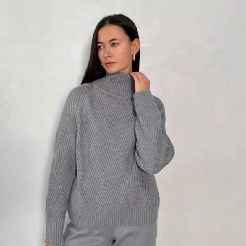 Geo Knit Sweater in Grey, - shopdyi.com