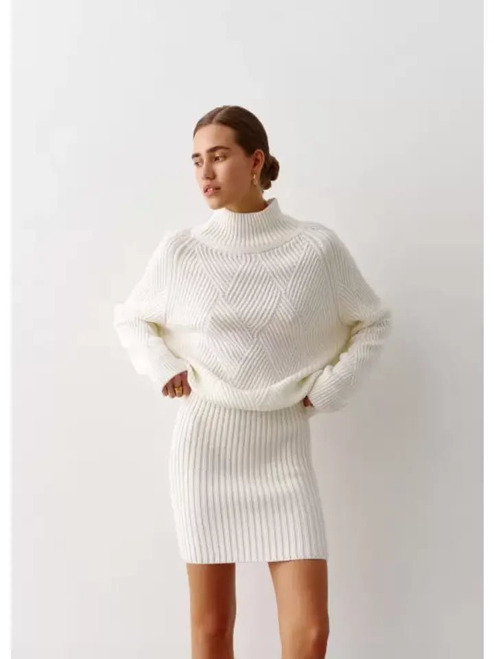 Geo Knit Sweater in Milk, - shopdyi.com