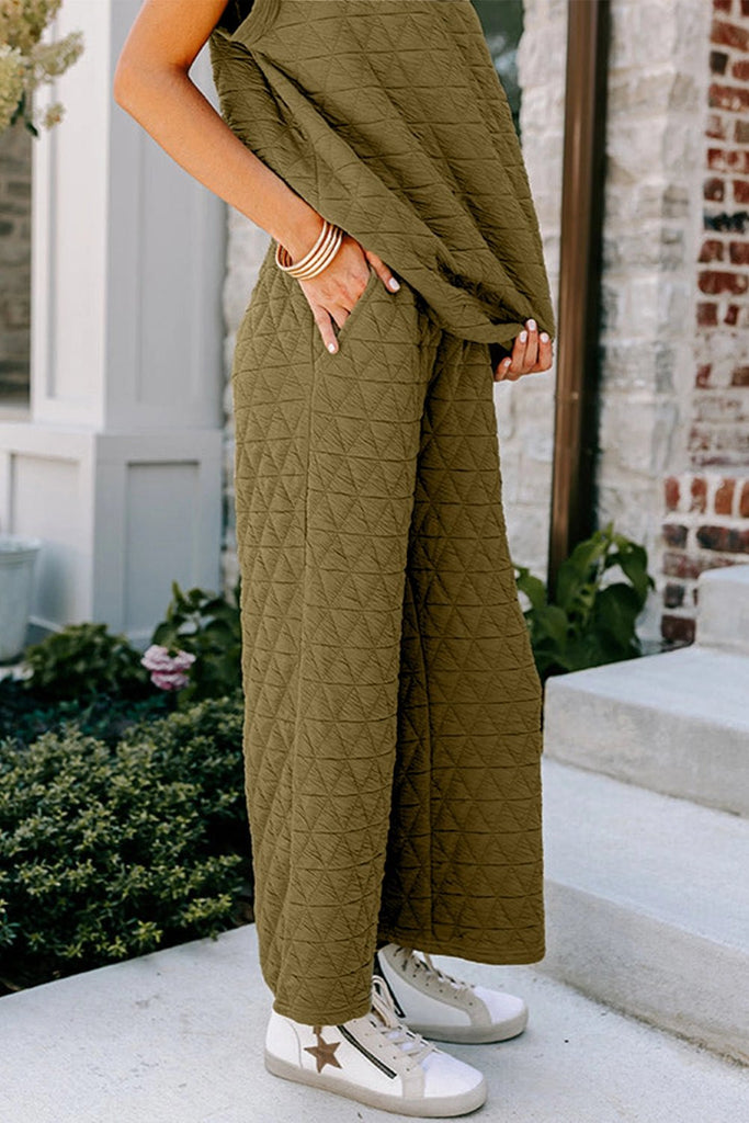 Quilted Top and Pants Set in Sage Green, - shopdyi.com