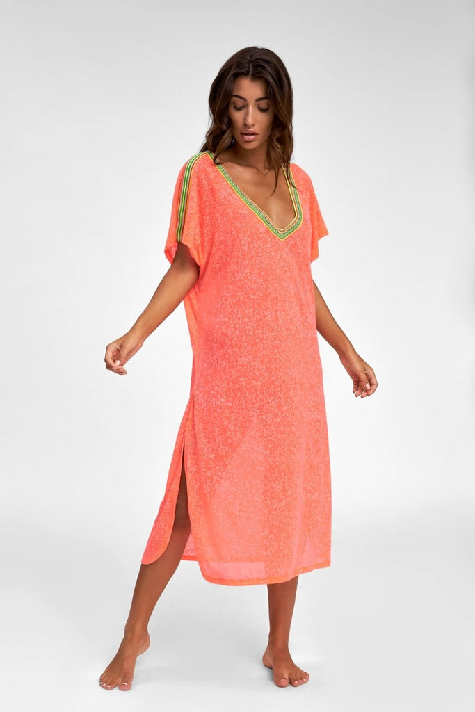 V-back Sun Dress in Coral, - shopdyi.com